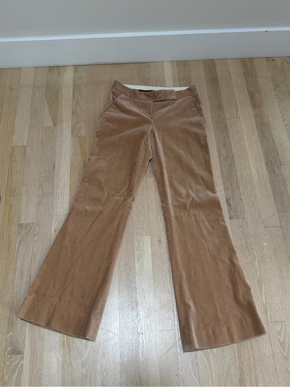 Theory Camel Velvet Flare Trousers